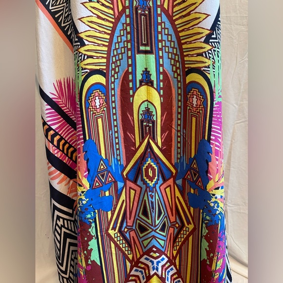Colorful art deco maxi halter dress - Picture 4 of 9